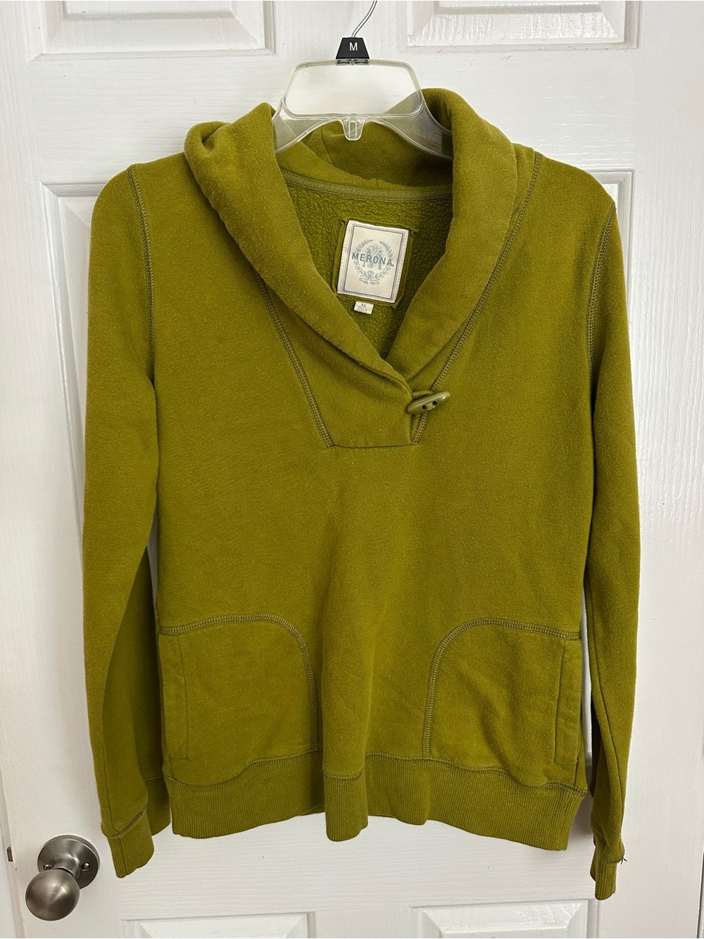 Merona Olive Shawl Collar Toggle Pullover Sweater